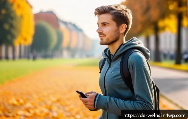 웰니스 테크를 활용한 체중 조절 방법 - A modern German urban setting with a young adult wearing a sleek fitness tracker on the wrist, casua...