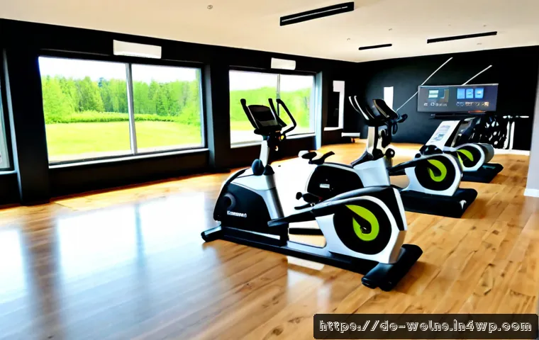 Home 17 스마트 피트니스 센터의 개념과 장점 - Photorealistic modern smart fitness center in Germany, wide welcoming interior with clean strength m...