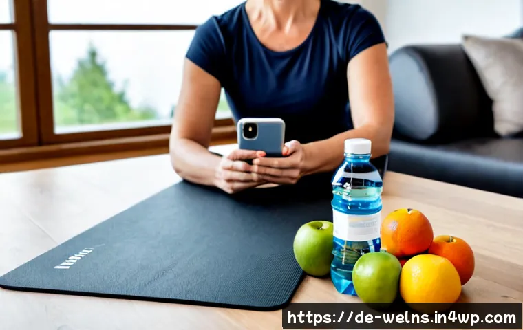 웰니스 앱의 사용자 경험 최적화 방법 - Photorealistic wellness app user experience optimization scene, German middle-aged woman using a sma...